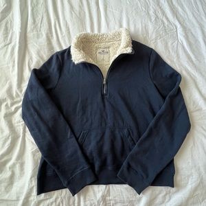 Hollister Dark Blue Sherpa Crewneck